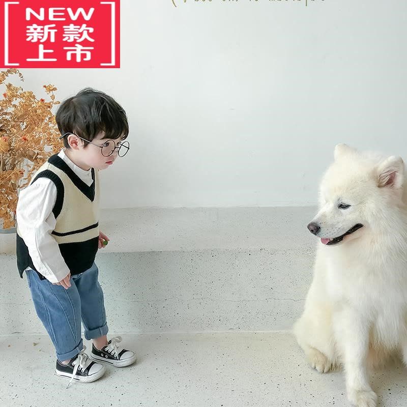 可莉允儿童针织衫背心2022春秋装新款男童马甲韩版中小童宝宝条纹毛衣潮图片