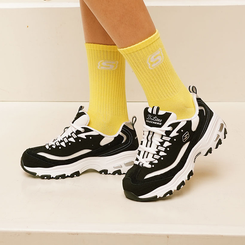 斯凯奇夏季女鞋奶茶熊官方旗舰灯芯绒老爹鞋低帮休闲鞋松糕厚底运动鞋