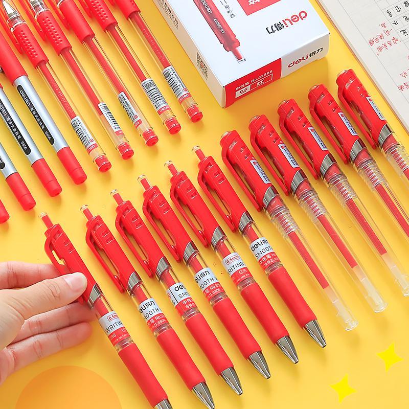 红色水笔中性笔老师专用批改作业按动式笔芯粗大容量教师用老式圆珠笔