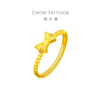 周大福珠宝首饰蝴蝶结足金黄金戒指计价(工费:120元)F177695精选