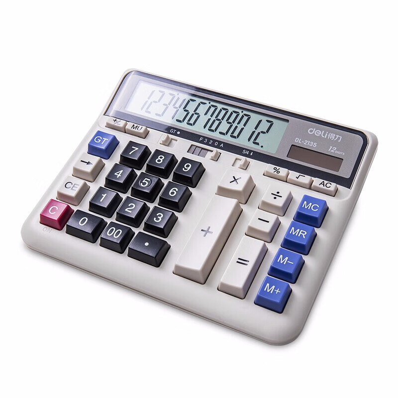 得力(deli)DL-2135电脑键盘计算器 商务桌面型计算器 12位大屏幕大按键财务计算机 办公用品 计算器