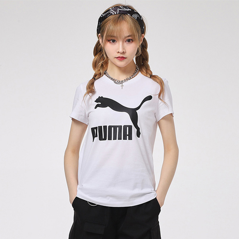 PUMA彪马 新款女子休闲印花圆领短袖T恤Classics Logo Tee 53228102