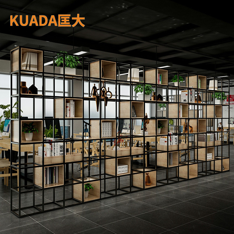 匡大 工业风办公室铁艺隔断置物架KDT082