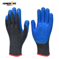 好员工 耐磨加厚防滑工地干活劳保手套灰纱蓝乳胶皱纹手套R700-B 10双