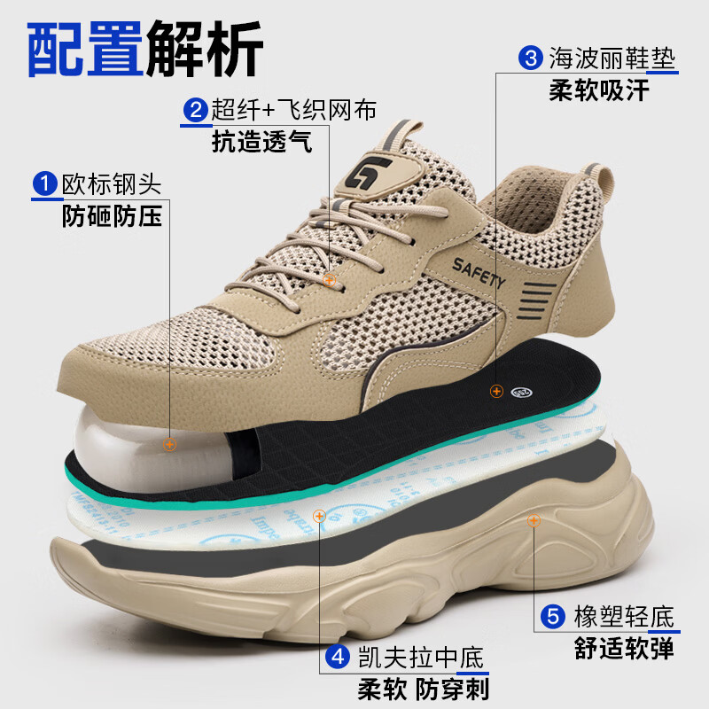 卫尔盾5011BNT 劳保鞋男士夏季透气防砸钢包头防刺超轻工作工地安全鞋高清大图