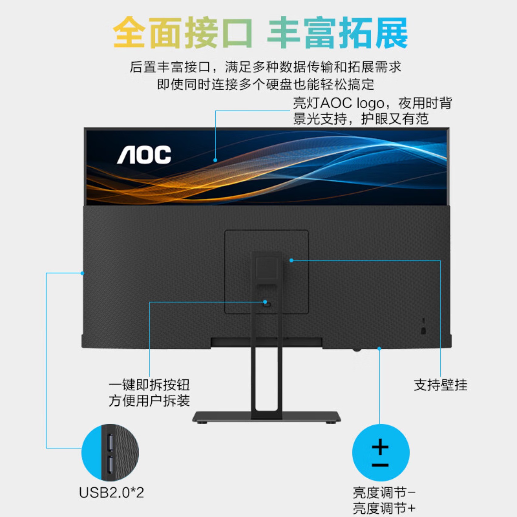 AOC电脑一体机23.8英寸高清企业办公家用学习游戏能AI台式一体机电脑 intel四核N150 8G运行内存+256G高清大图