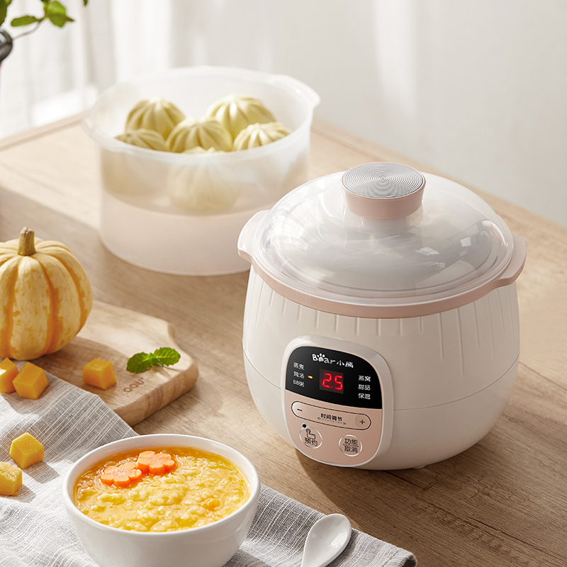 小熊(bear)0.8l电炖盅ddz-b08c1 樱粉色 带蒸笼