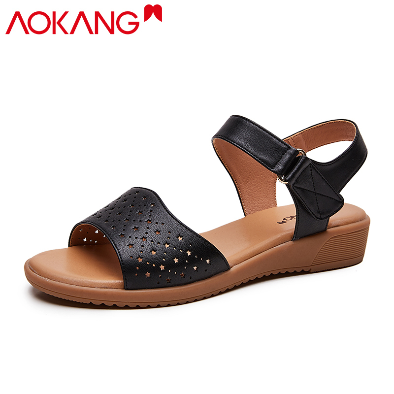 奥康凉鞋女夏季新款舒适透气女士凉鞋简约防滑软底沙滩鞋妈妈凉鞋