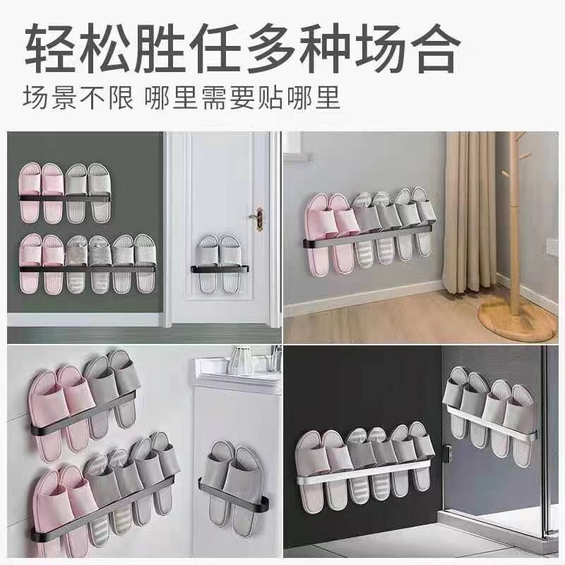 银色 特厚单人款[可做毛巾架] 浴室拖鞋架壁挂免打孔卫生间收纳神器厕所沥水挂架墙上门后置物架