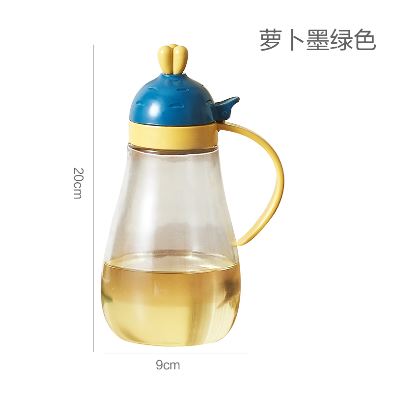 油壶玻璃厨房欧式家用玻璃油罐酱油瓶防漏醋壶装倒小调料油瓶 萝卜墨绿