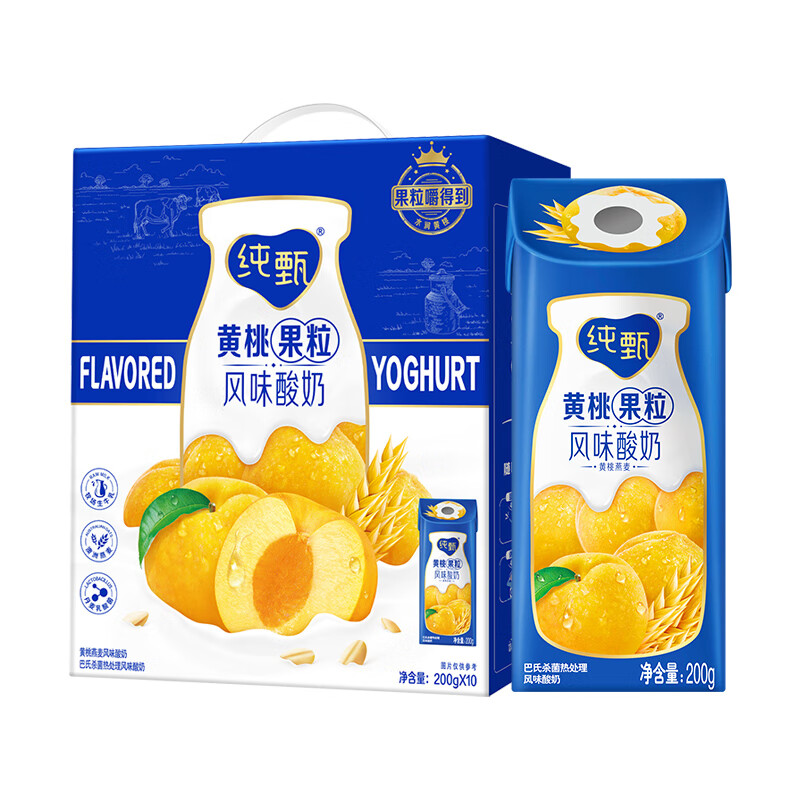 蒙牛(MENGNIU) 纯甄风味酸牛乳 黄桃燕麦味康美笑脸包 200g*10盒(可定制LOGO)