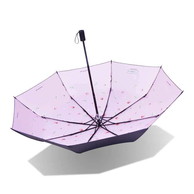 米奇喵雨伞三折内翻晴雨两用防晒遮阳伞折叠UV黑胶太阳伞 三折内翻晴雨伞 颜色备注高清大图