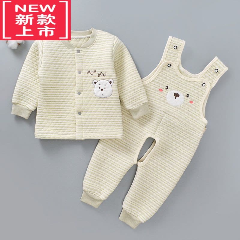 可莉允宝宝背带裤保暖内衣儿童加厚秋衣秋裤婴儿彩棉套装0-1岁2夹棉保暖裤图片