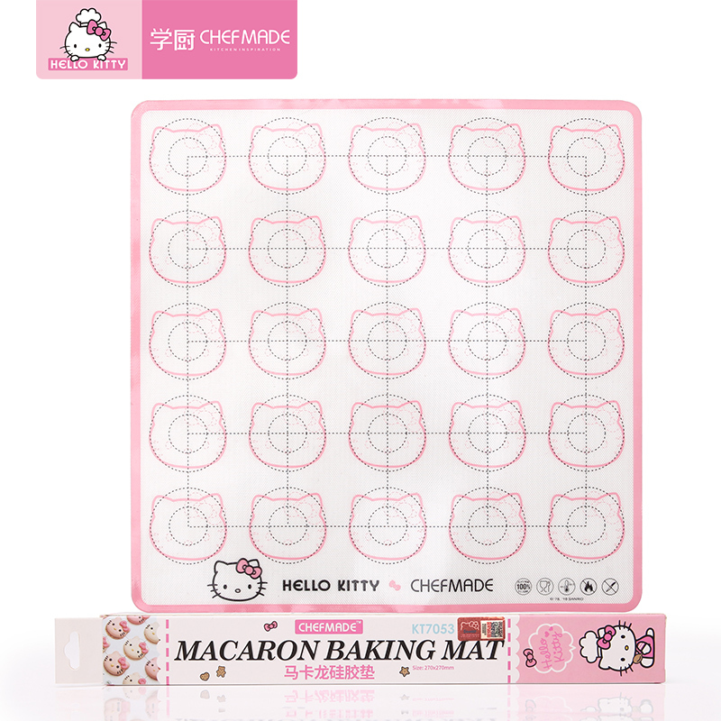 学厨 27*27cm马卡龙硅胶垫 HELLO KITTY 烘焙工具 防滑案板硅胶面板擀面垫 揉面垫 和面垫 KT7053