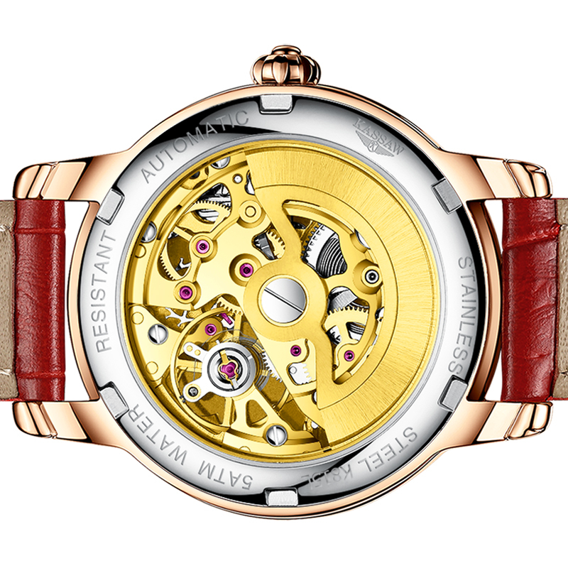 卡梭(KASSAW)手表女表自动机械表商务LOVE系列音符女士表时尚潮流镶钻皮带防水夜光K815L高清大图