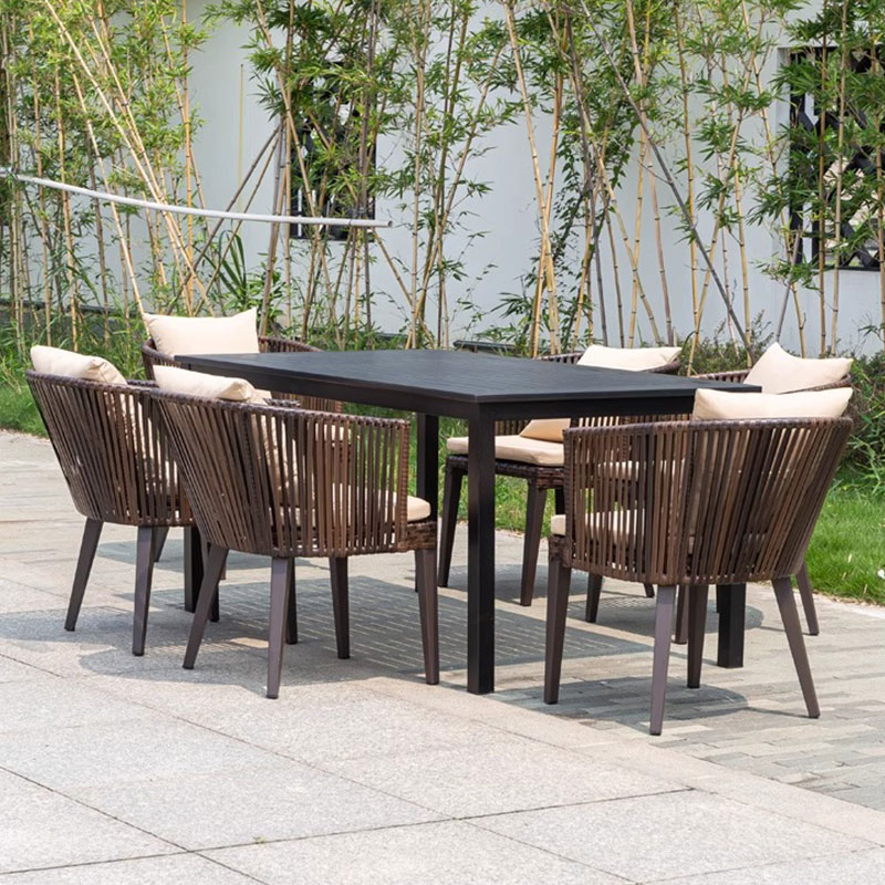 质凡户外桌椅庭院别墅花园桌椅休闲露天阳台藤椅 一桌六椅高清大图