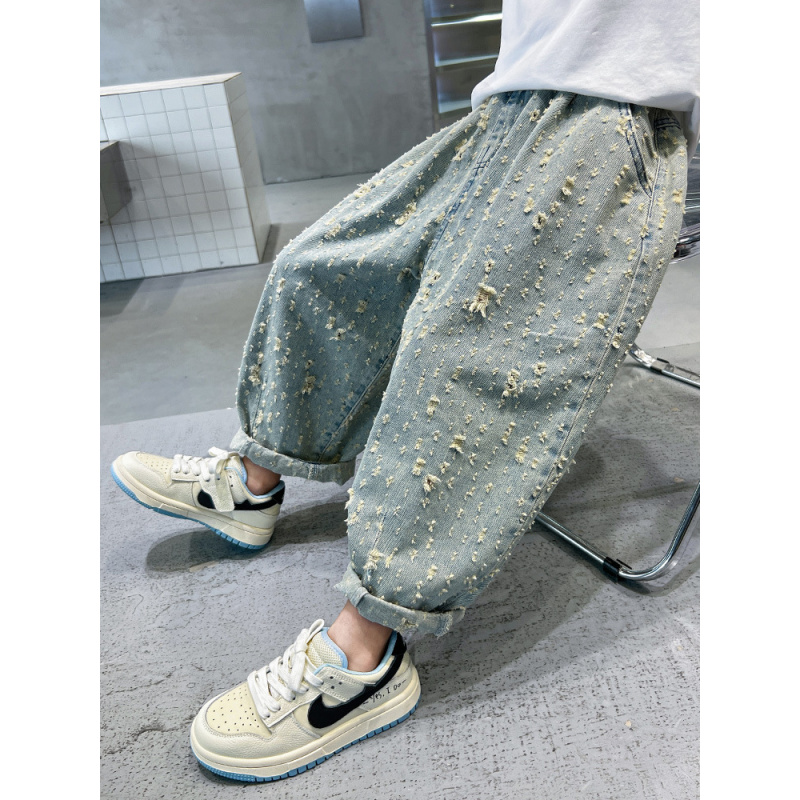 儿童装男童夏装裤子2025新款大童夏天牛仔休闲夏季男孩薄款防蚊裤