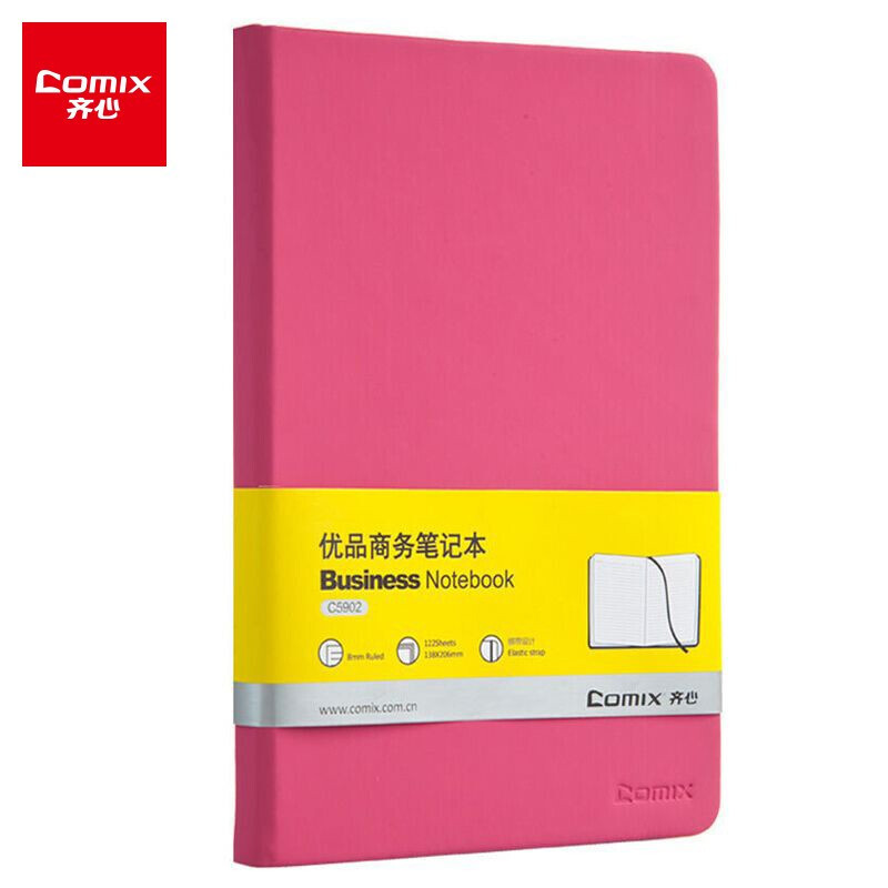 齐心(COMIX) C5902 A5 122张/本 玫红色 PU皮面 笔记本 (计价单位:本) 玫红色
