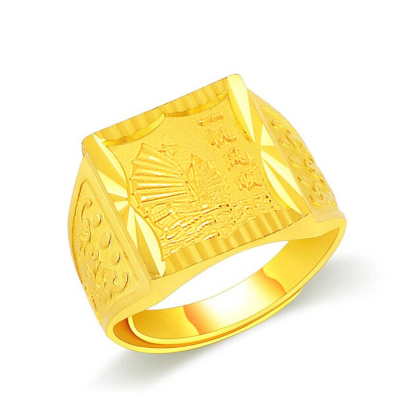 gzuan古钻珠宝 一帆风顺 999足金活口黄金戒指 纳福男戒 hjnj0003