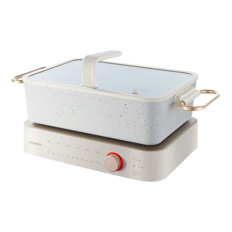 康佳多功能料理锅40cm陶瓷油涂层烤盘白色KZG-PS1