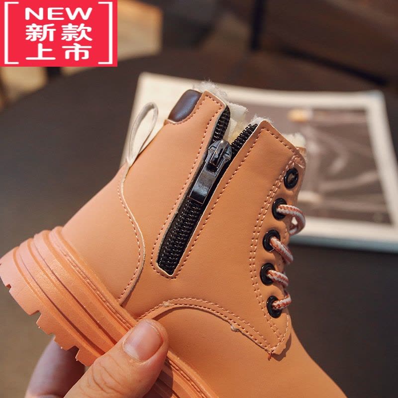 可莉允儿童马丁靴2022冬季新款男童鞋子女童靴子加绒厚棉短靴皮靴宝宝鞋图片