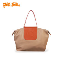 FOLLI FOLLIE焦糖奶盖托特包牛皮单肩斜跨包拼色托特包(大号) SB24JLP003