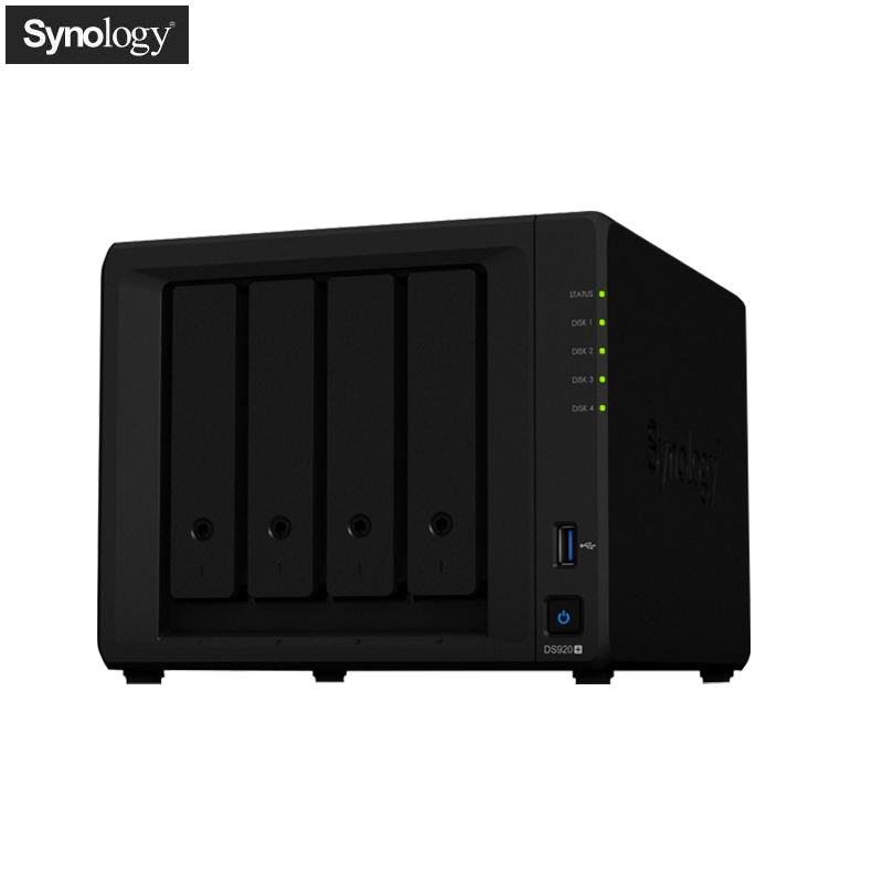 群晖(Synology)DS920+替代DS918+ 四盘位NAS网络存储服务器(无内置硬盘)不规则体SATA接端口