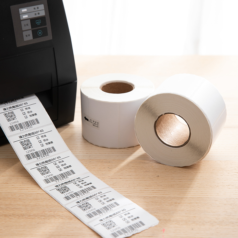 得力12002三防热敏标签纸(60*40mm-950张)(白)(2卷/筒)(单位:筒)