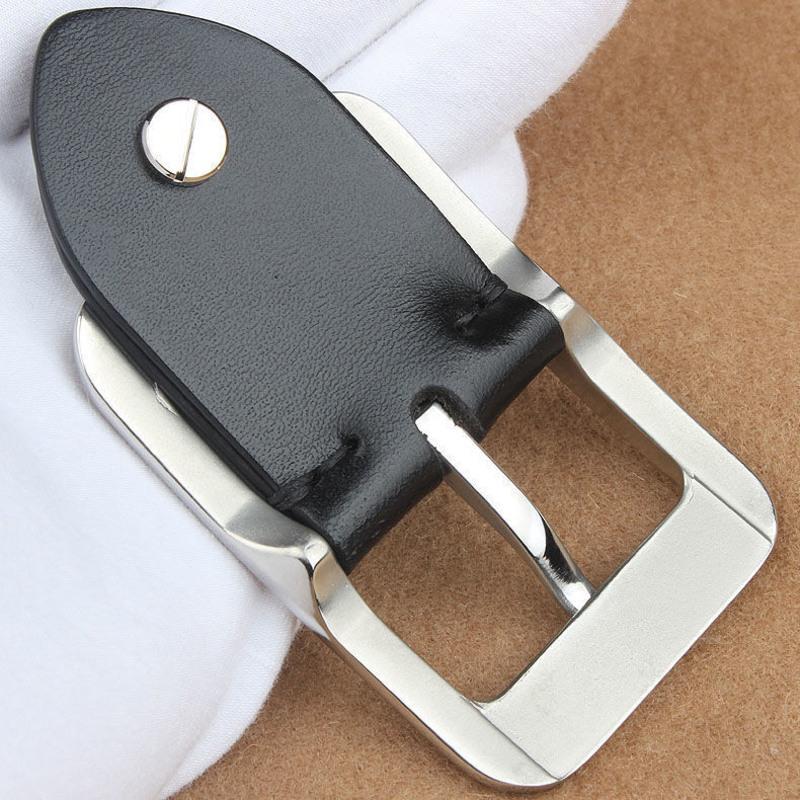 不锈钢皮带扣头男士腰带防过敏卡子头层牛皮内径4cm适用38宽皮带二代
