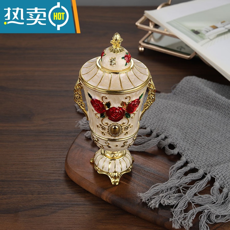 敬平欧式牙签盒客厅时尚茶几自动手按牙签筒创意时尚复古摆件牙签罐 亚克力金高清大图