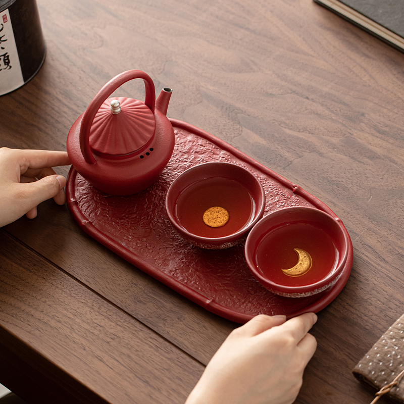 苏氏陶瓷(SUSHI CERAMICS)国潮走进故宫宫墙红提梁壶功夫茶具套组
