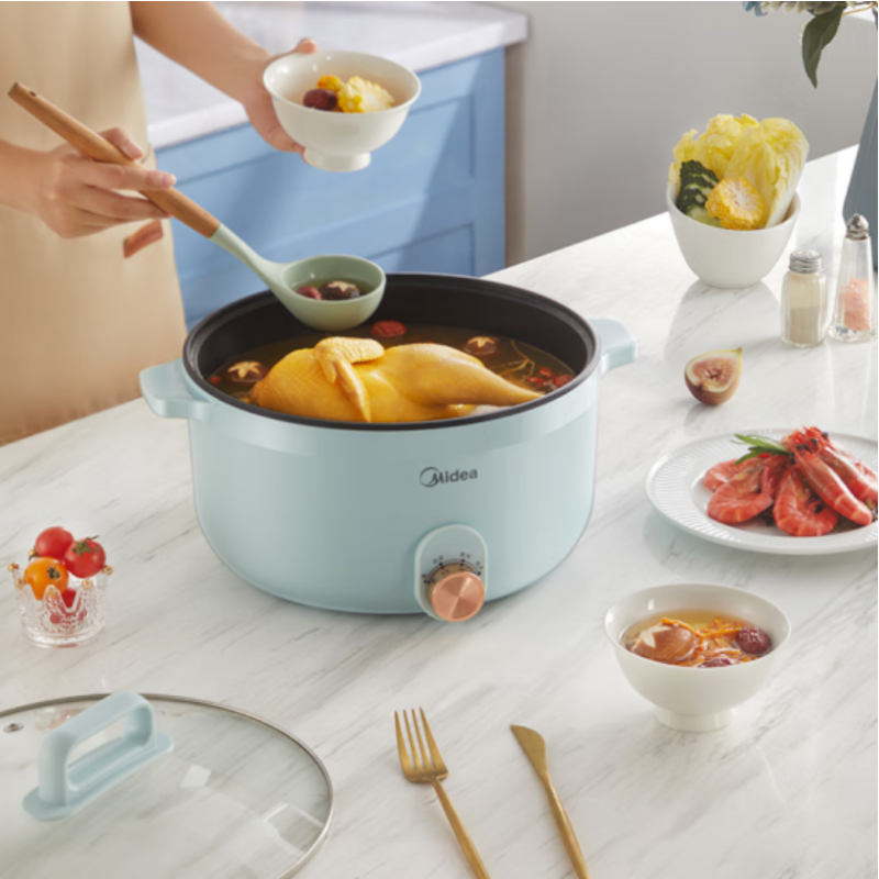 美的(Midea) 电火锅多用途锅家用6L大容量电热锅不粘涂层内胆 HGE3002