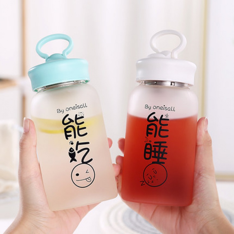 美帮汇玻璃杯女学生简约文艺创意个性情侣款一对森系小仙女水杯子高清大图