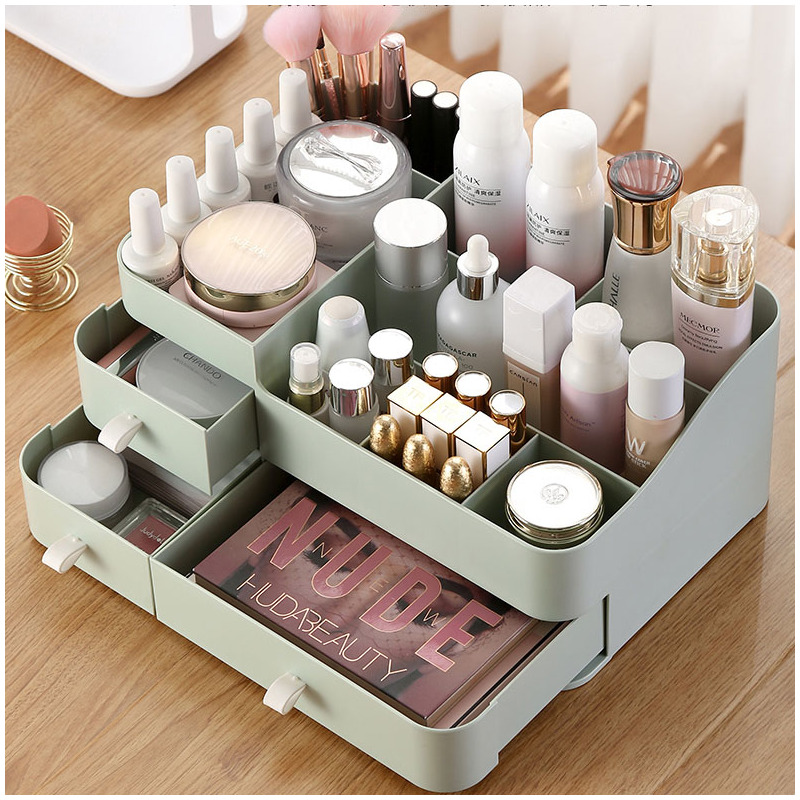 化妆品收纳盒学生桌面抽屉式置物架多层整理盒塑料多层ins化妆盒
