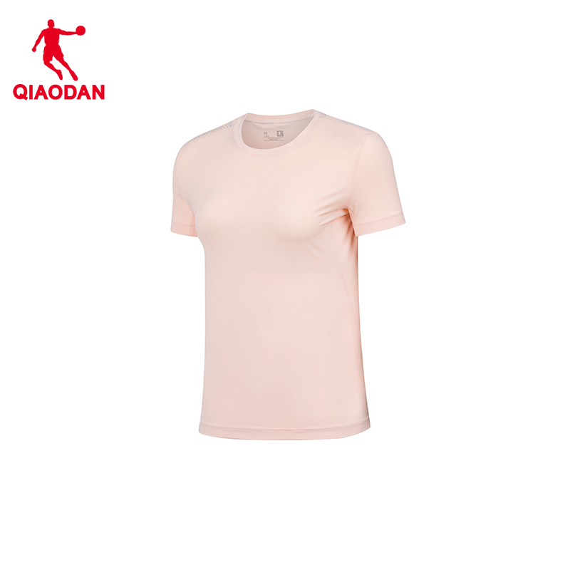 乔丹(QIAODAN) 女款针织短袖T恤衫 夏季速干冰感防晒衣KHS32251154 薄纱粉L高清大图