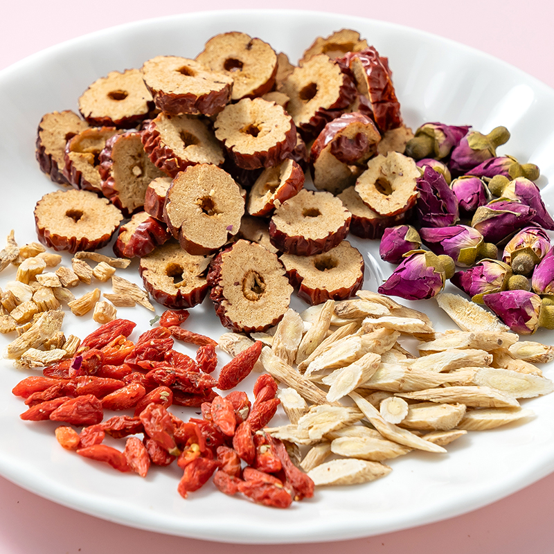 浙江金华老字号福事多黄芪党参枸杞红枣玫瑰汤茶红枣桂圆枸杞玫瑰花茶人参当归女生养生茶包女人花茶高清大图