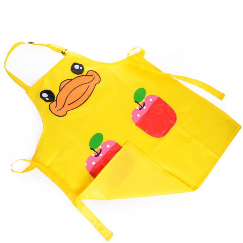 韩版厨房防水围裙成人卡通围裙游泳馆婴儿洗澡工作服可爱围裙小黄鸭