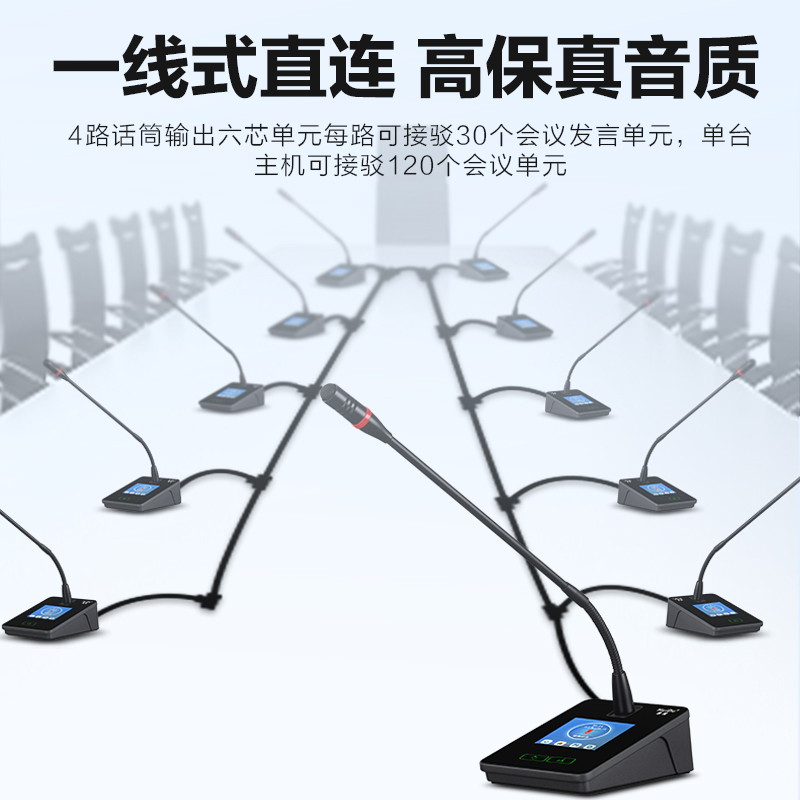 惠度(HuiDu)YX-X10c专业分区式数字手拉手会议系统麦克风智能视像跟踪视频全触屏桌面鹅颈话筒主席麦高清大图