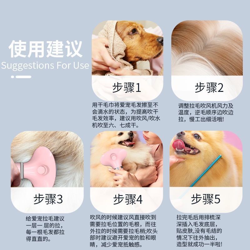 宠物吹风拉毛神器吹风梳狗狗拉毛机一体吹风机泰迪吹毛梳美容专用 升级款吹风梳