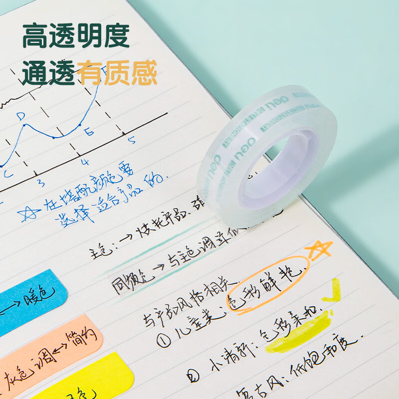 得力(deli)30015易撕高透透明学生文具小胶带12卷/筒12mm*30y文具胶带多用胶带