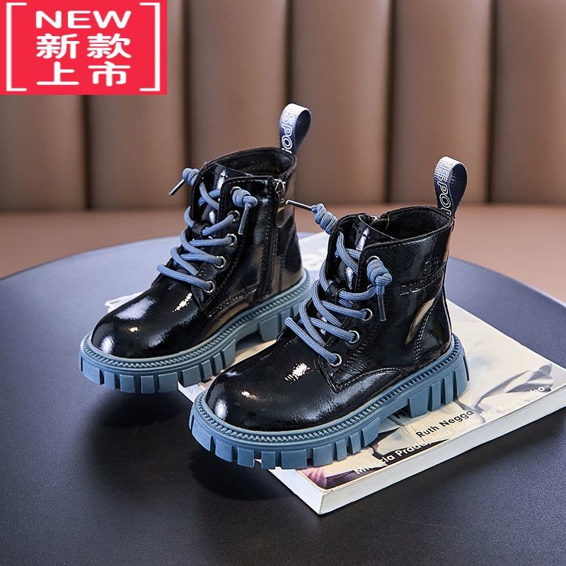 可莉允男童鞋马丁靴2022年秋冬季新款女童二棉冬鞋皮靴加绒短靴儿童靴子图片