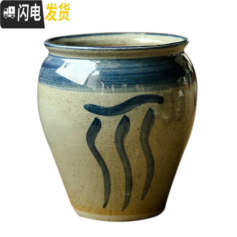 三维工匠多肉花盆大口径小号手绘青花粗陶组合透气陶瓷景德镇 JDZQH-16 中等花盆容器高清大图
