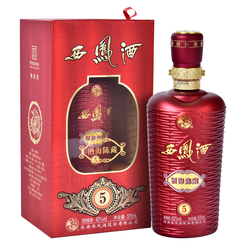 西凤酒42度酒海陈藏5绵柔凤香型白酒单瓶装375ml