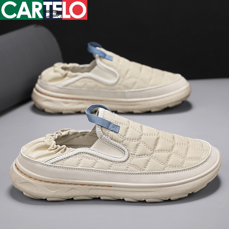 鳄鱼cartelo新款男士一脚蹬休闲鞋潮流板鞋百搭懒人鞋男鞋帆布鞋