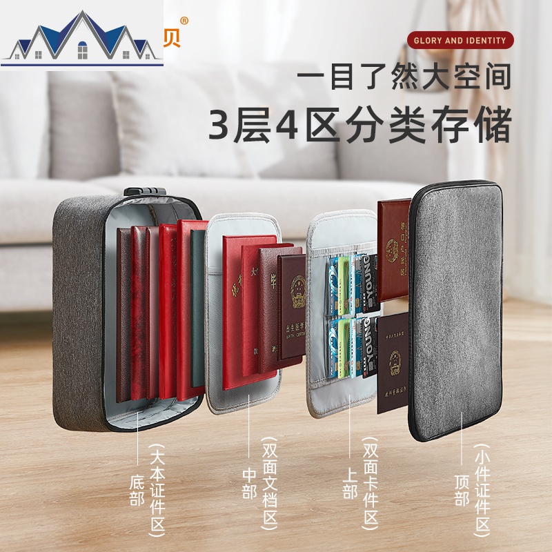 收纳包家用家庭文件证书收纳整理袋放户口本收纳盒卡包大容量_3_608高清大图