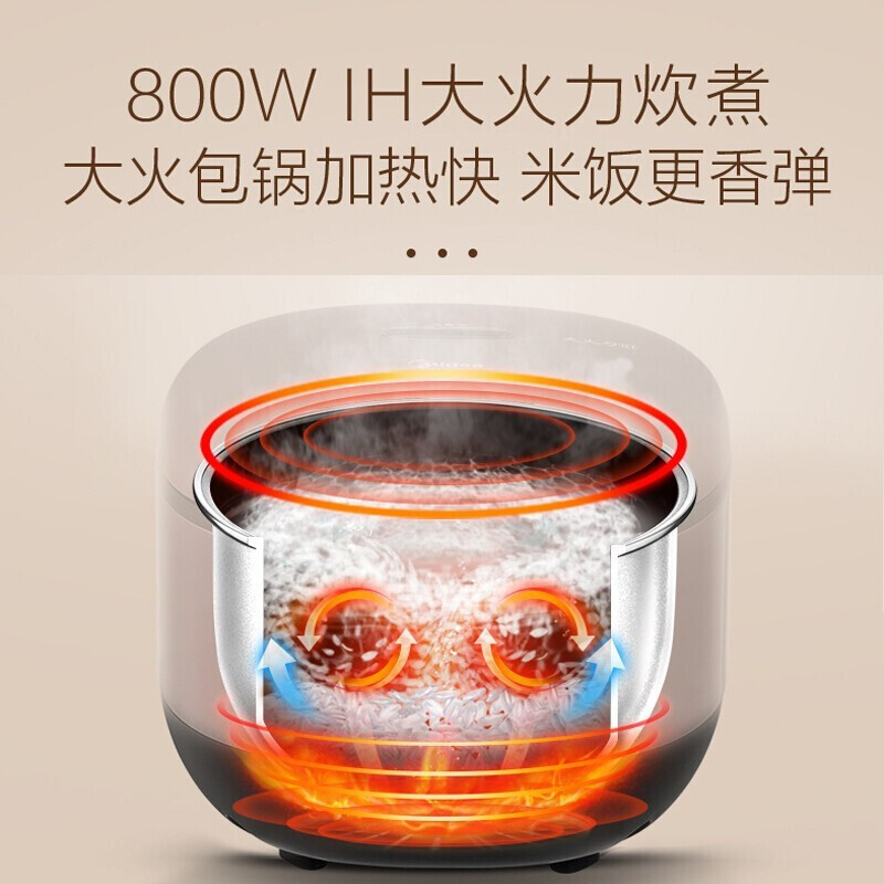 美的(Midea)电饭煲 家用小型电饭锅多功能迷你煮饭锅IH电磁加热 智能预约2升精钢鼎釜内胆 CFB2030H