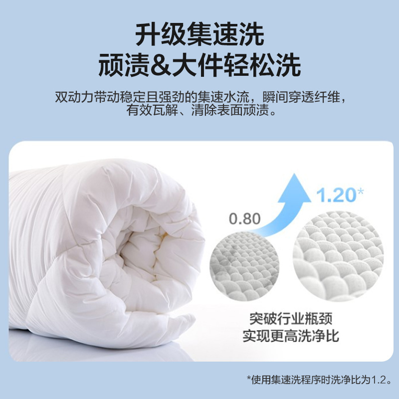 海尔(Haier)10公斤 波轮洗衣机 变频全自动 双动力系列 晶彩触控大屏 高洗净比 玻璃盖XQS100-BZ556