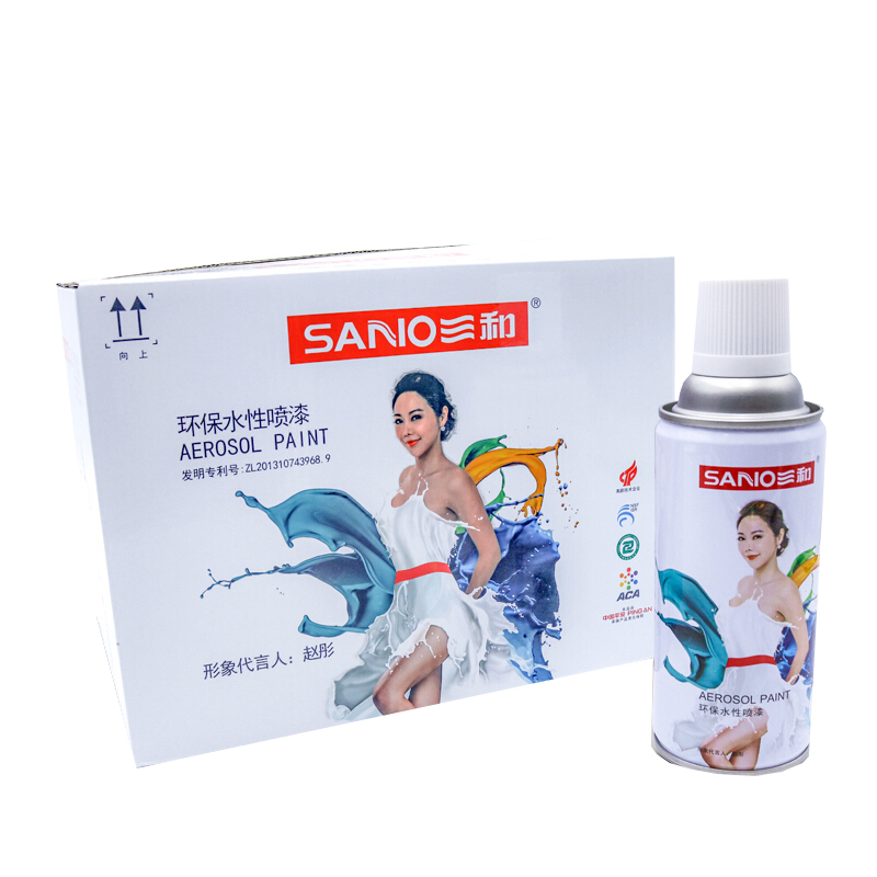 三和水性自喷漆223g 金属防锈漆自动喷漆改色漆环保油漆 黑色 12罐/箱