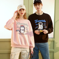 吾皇猫联名唐狮2023春秋季情侣卫衣女圆领情侣装宽松oversize潮_6868 M 女款/樱花粉