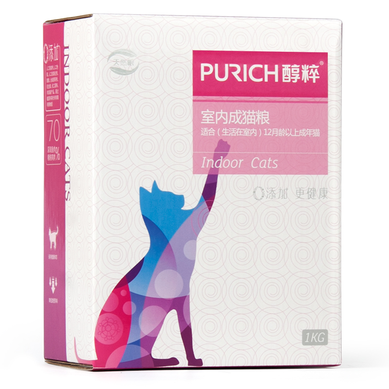醇粹(Purich) 猫粮 室内成猫粮1KG 保持健康体态 美短英短田园猫布偶折耳猫干粮